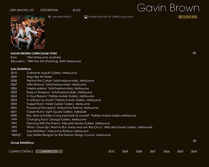 Gavin Brown website (2007)