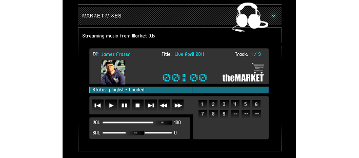 Market Mixes streaming music player