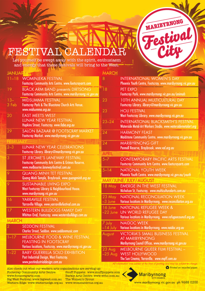 Festival City calendar